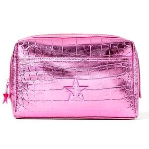 Jeffree Star Cosmetics Alligator Texture Makeup Cosmetics Bag in Pink